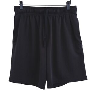 Athletic Works Mesh Shorts Mens Medium Black Drawstring Activewear Gym Soccer